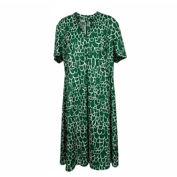 NWT Deadstock 60s Emilio Borghese x Lane Bryant Mod Dress Green White Print XL - Picture 1 of 16
